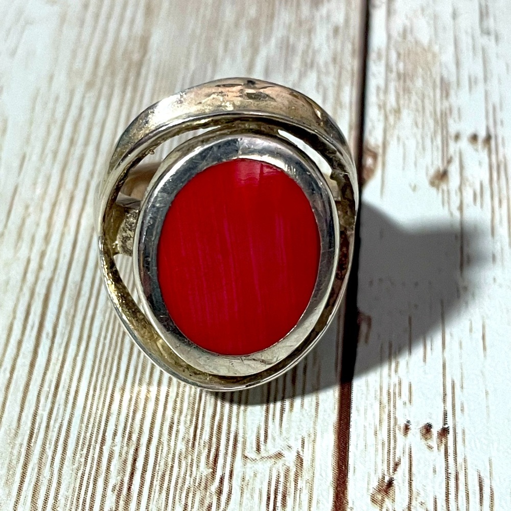 Red turquoise sterling silver Ring
